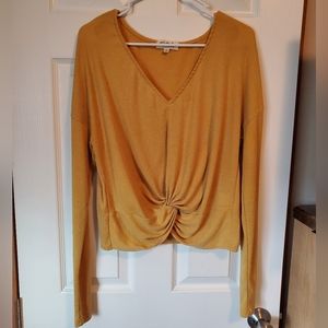 Mustard tie-front crop top